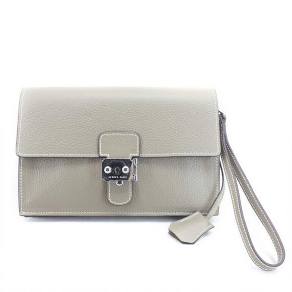 H669 Hermes Jet Pochette Pochette in pelle Clemence Grigio